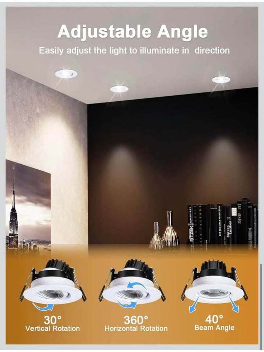3” LED Gimbal Recessed Lights 6-Pack, 5CCT, 360° Rotatable - New in Box